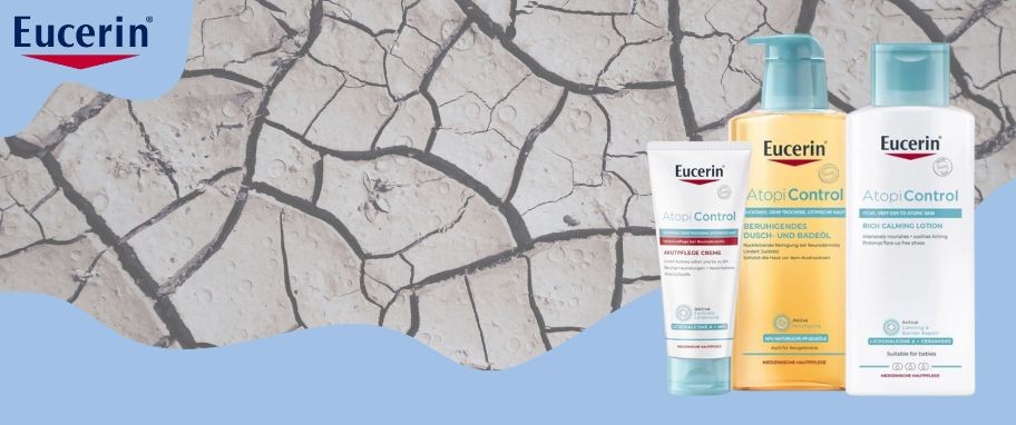 Arykuł banner - Eucerin AtopiControl: krem pielęgnujący z kwasami omega, spray łagodzący swędzenie i inne kosmetyki kojące do sk&oacute;ry atopowej