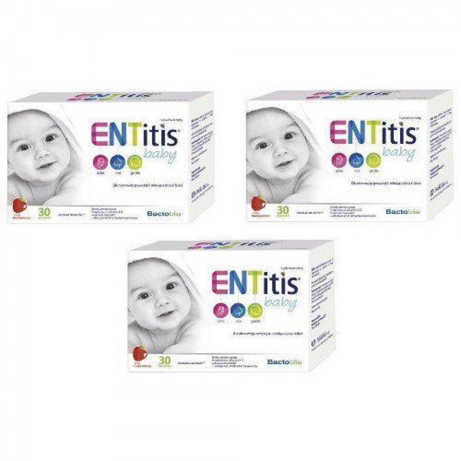 Miniaturka artykułu - #0 Zestaw ENTitis Baby proszek o smaku truskawkowym, 3x30sasz.