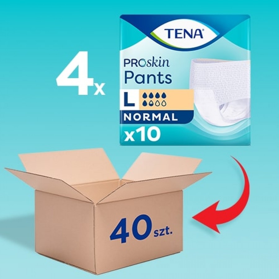 Miniaturka artykułu - #0 Zestaw TENA Pants Normal L Majtki chłonne dla dorosłych przy nietrzymaniu moczu, 4x 10 szt.