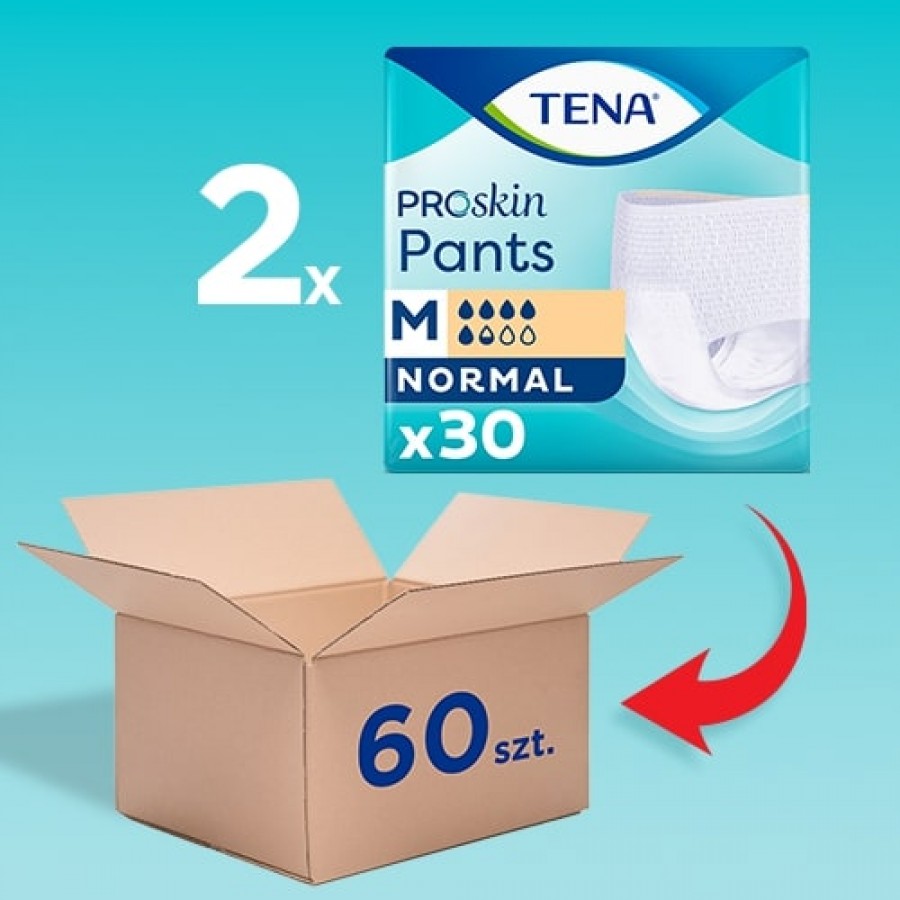 Miniaturka artykułu - #0 Zestaw TENA PANTS Normal ProSkin Medium Majtki chłonne, 2x30 sztuk