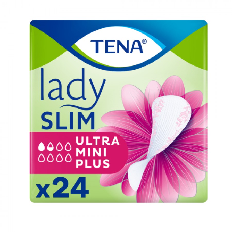 Miniaturka artykułu - #0 Zestaw TENA Lady Slim Ultra Mini Plus Wkładki anatomiczne przy lekkim nietrzymaniu moczu, 6x 24 szt.