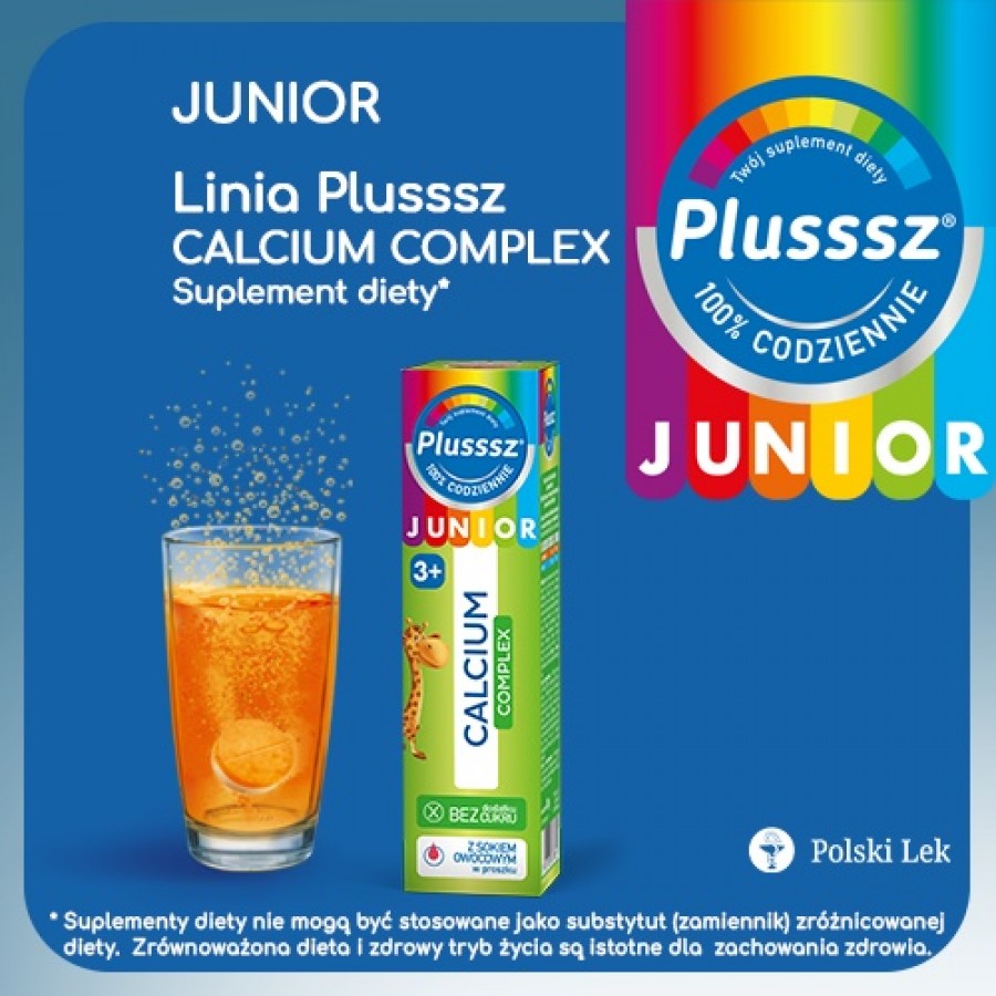 Miniaturka artykułu - #0 PLUSSSZ JUNIOR CALCIUM COMPLEX, 20 tabl.