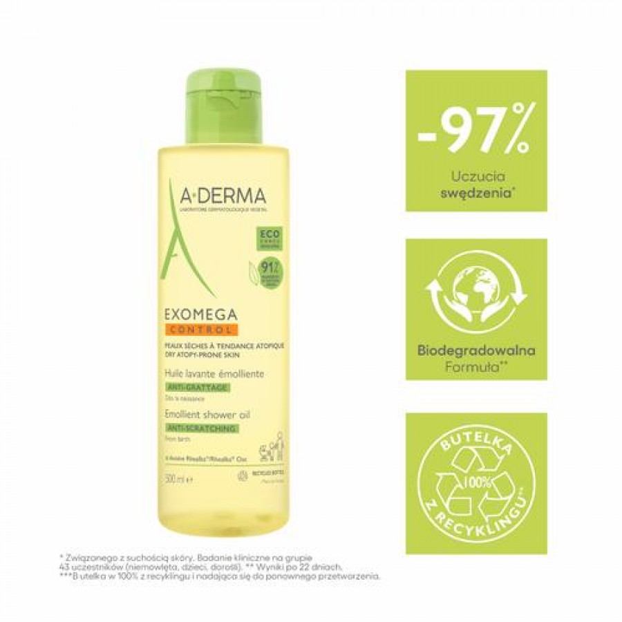 Zdjęcie produktu - 0 A-DERMA Exomega Control Olejek emolient pod prysznic, 500ml