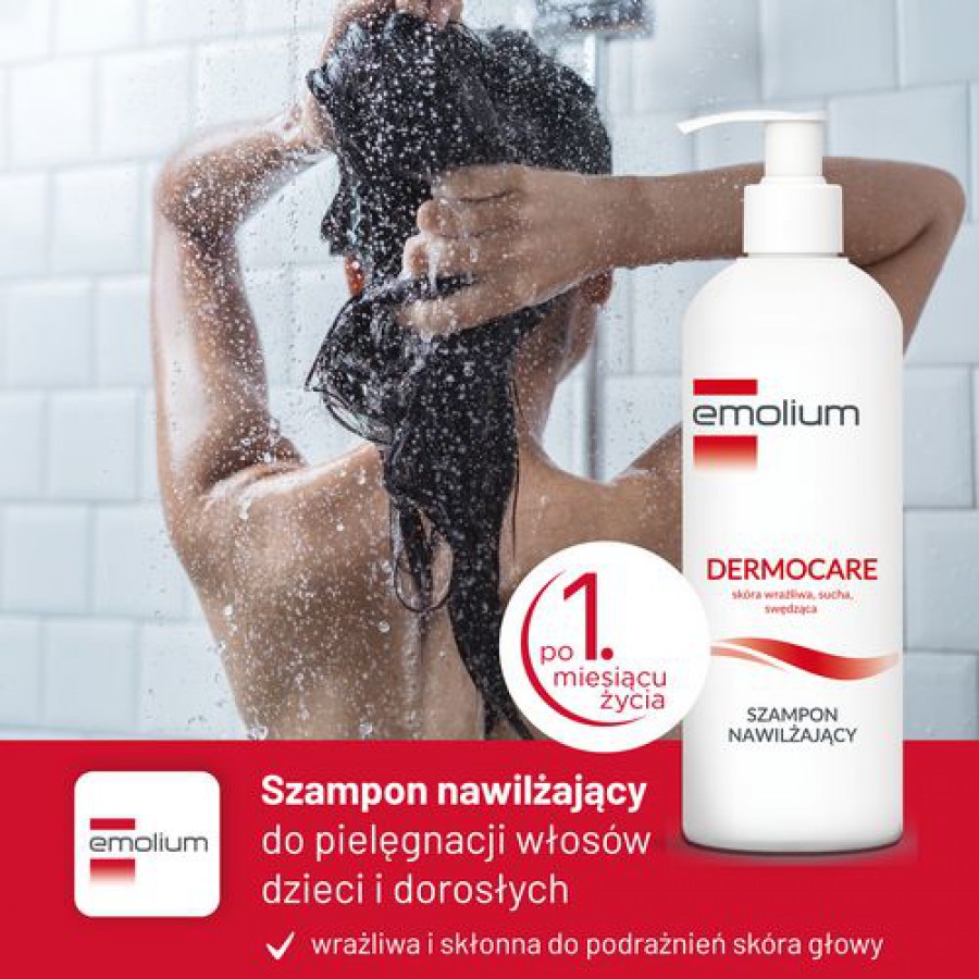 Miniaturka artykułu - #0 Emolium Dermocare Nawilżający szampon do wrażliwej, suchej i swędzącej sk&oacute;ry głowy, 400 ml