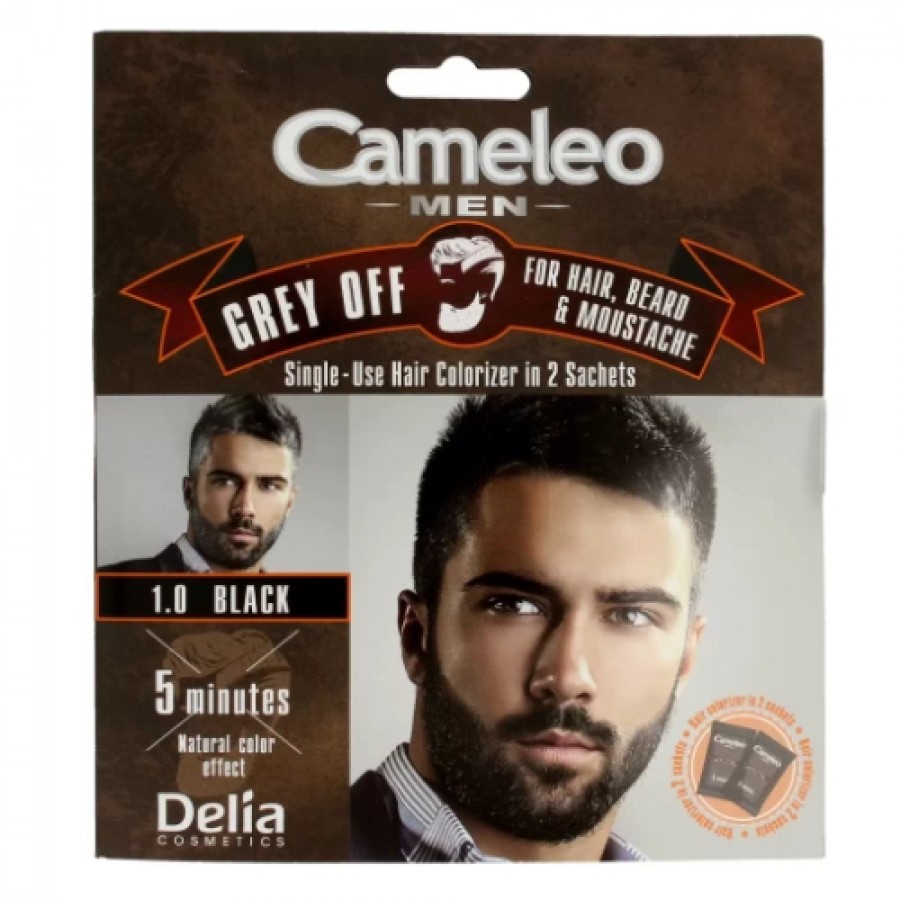 Miniaturka artykułu - #0 CAMELEO MEN GREY OFF Farba do włos&oacute;w i brody - 1.0 czarny,  2x15ml 