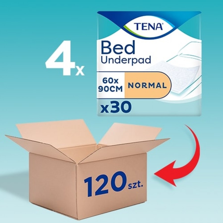 Miniaturka artykułu - #0 Zestaw 4x TENA BED Normal Podkłady chłonne 60x90cm, 30 sztuk