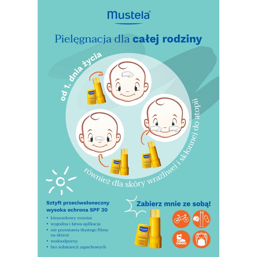 Miniaturka artykułu - #0 Mustela sztyft przeciwsłoneczny SPF 30, 9ml
