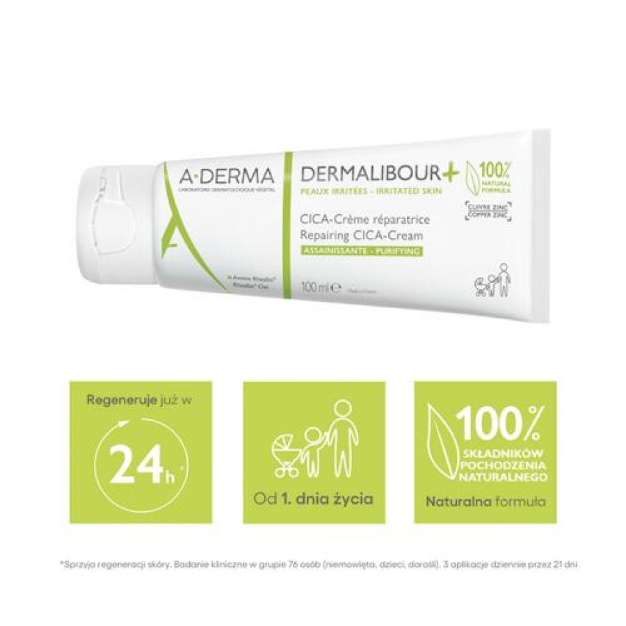 Miniaturka artykułu - #1 A-DERMA DERMALIBOUR+ CICA Krem regenerujący, 100ml