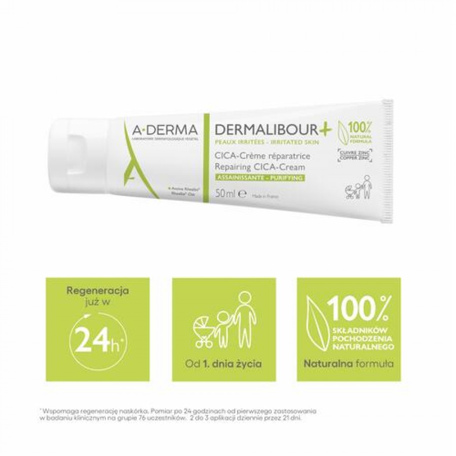 Zdjęcie produktu - 0 A-DERMA DERMALIBOUR+ CICA Krem regenerujący, 50ml