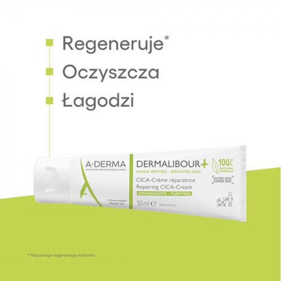 Zdjęcie produktu - 1 A-DERMA DERMALIBOUR+ CICA Krem regenerujący, 50ml