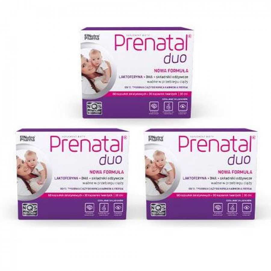Miniaturka artykułu - #0 Zestaw 3x Prenatal DUO, 60 kaps. żelatynowych + 30 kaps. twardych - suplement diety dla kobiet w ciąży