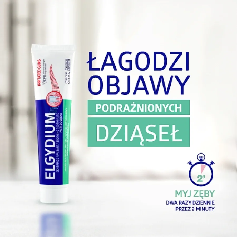 #1 – ELGYDIUM Na podrażnione dziąsła pasta do zęb&oacute;w, 75 ml