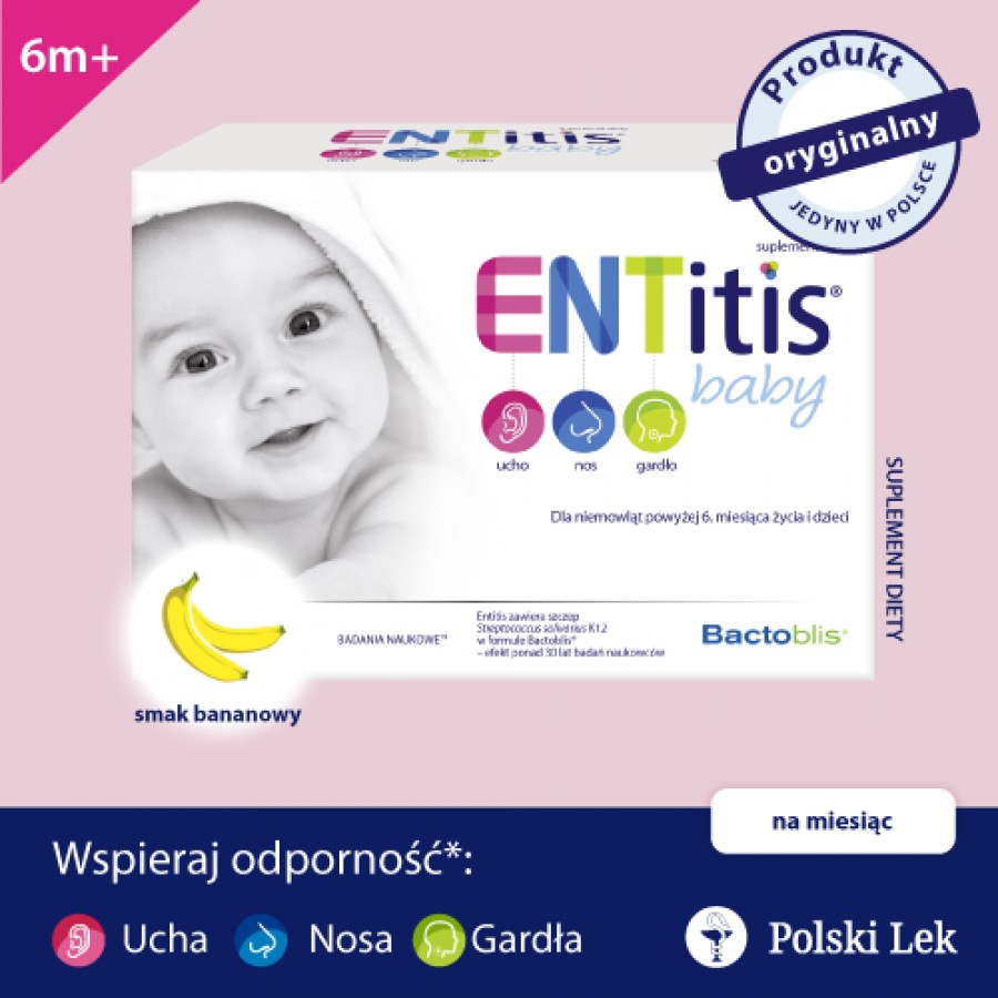 Miniaturka artykułu - #0 Entitis Baby smak bananowy, 30 saszetek 
