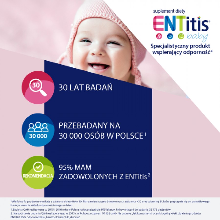 Miniaturka artykułu - #1 Entitis Baby smak bananowy, 30 saszetek 