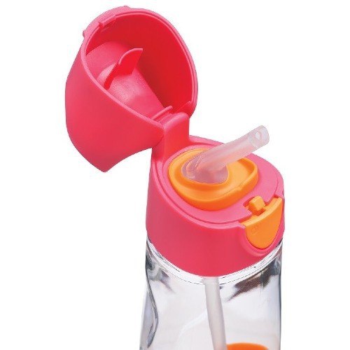 Zdjęcie produktu - 3 B.BOX Butelka tritanowa ze słomką Strawberry Shake, 450ml