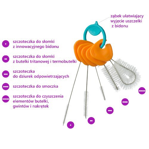 Miniaturka artykułu - #0 B.BOX Komplet 5 szczoteczek do czyszczenia bidon&oacute;w i słomek