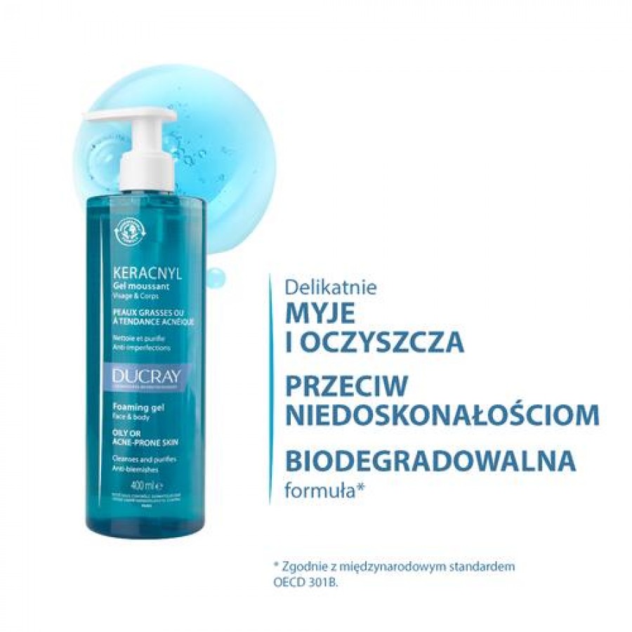 Miniaturka artykułu - #0 DUCRAY KERACNYL Żel oczyszczający do twarzy i ciała, 400ml