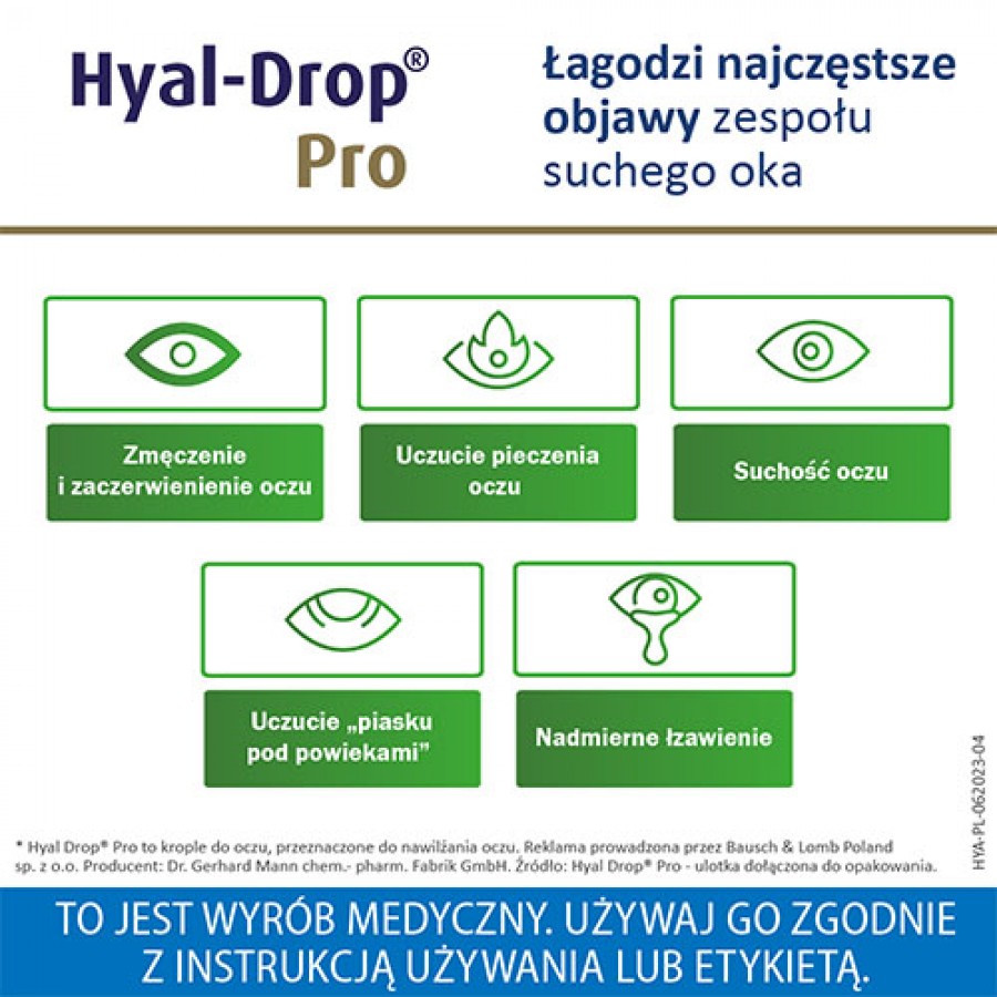 Zdjęcie produktu - 4 Hyal-Drop Pro Nawilżające krople do oczu, 10 ml	