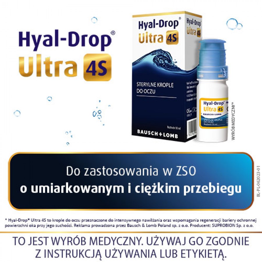 Miniaturka artykułu - #1 Hyal Drop Ultra 4S Nawilżające krople do oczu z hialuronianem sodu, 10 ml