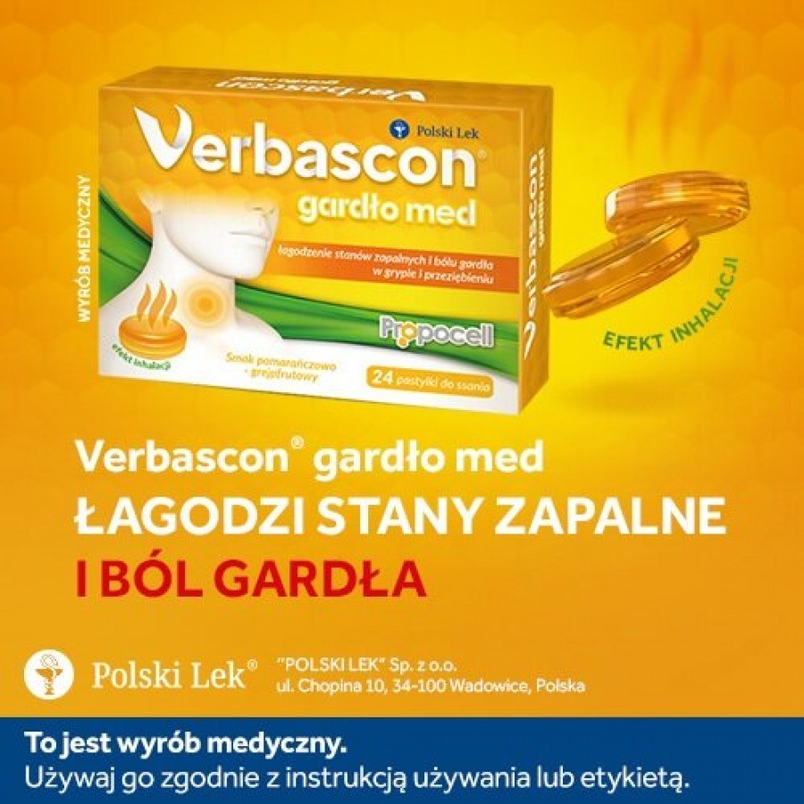 Zdjęcie produktu - 1 VERBASCON GARDŁO MED, 24 pastylki do ssania