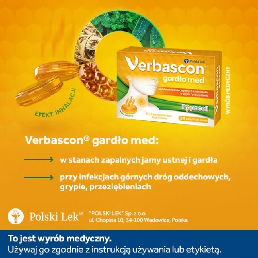 Zdjęcie produktu - 3 VERBASCON GARDŁO MED, 24 pastylki do ssania