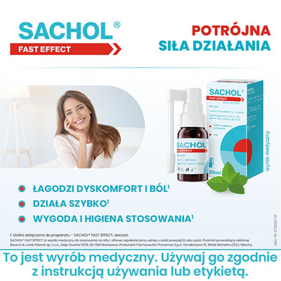 Miniaturka artykułu - #1 Sachol Fast Effect Aerozol do stosowania w jamie ustnej, 20ml