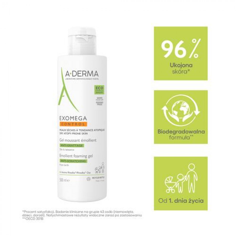 Miniaturka artykułu - #0 A-DERMA EXOMEGA CONTROL Pieniący żel przeciw drapaniu, 500ml 