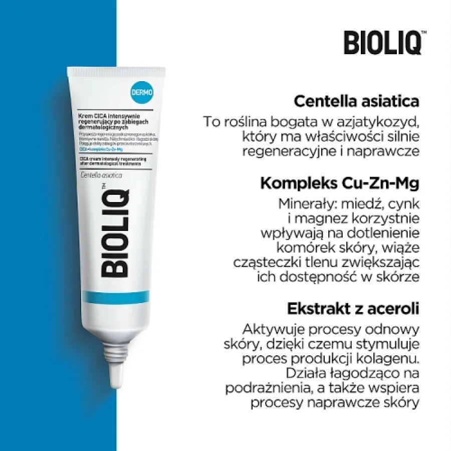 #1 – BIOLIQ DERMO Krem CICA intensywnie regenerujący po zabiegach dermatologicznych, 30ml