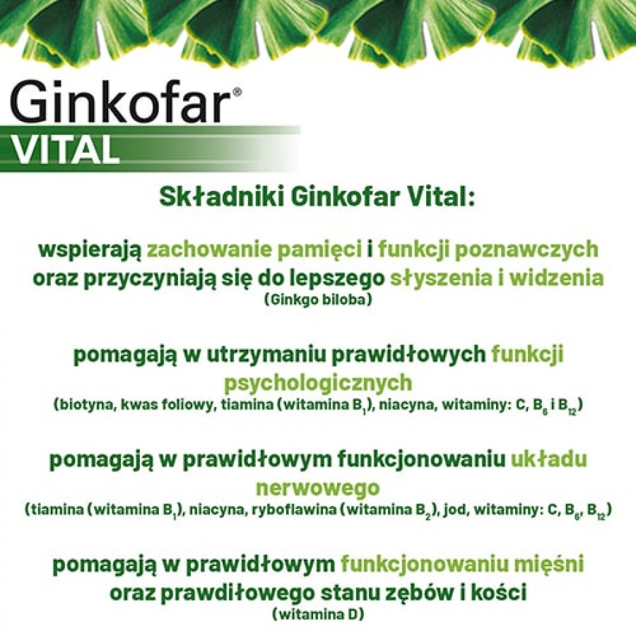 Zdjęcie produktu - 2 GINKOFAR VITAL, 60 tabletek powlekanych