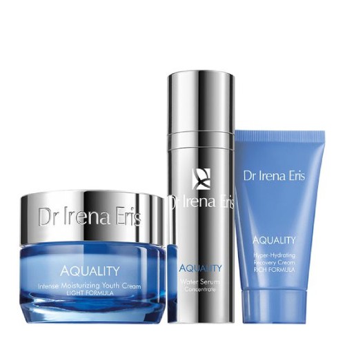 Miniaturka artykułu - #0 DR IRENA ERIS AQUALITY Zestaw Intensywnie nawilżający krem na dzień i na noc, 50ml + Głęboko nawilżający krem na dzień i na noc, 30ml + Serum-koncentrat, 30ml