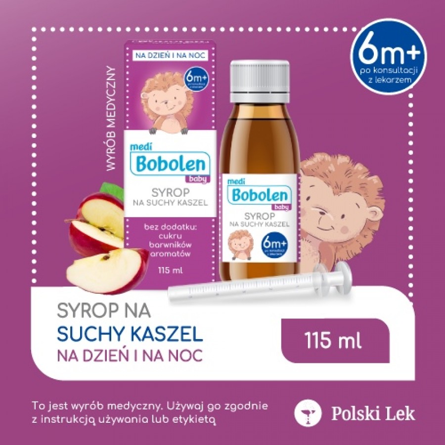 Miniaturka artykułu - #0 Bobolen Syrop na kaszel suchy od 1 r.ż., 115ml