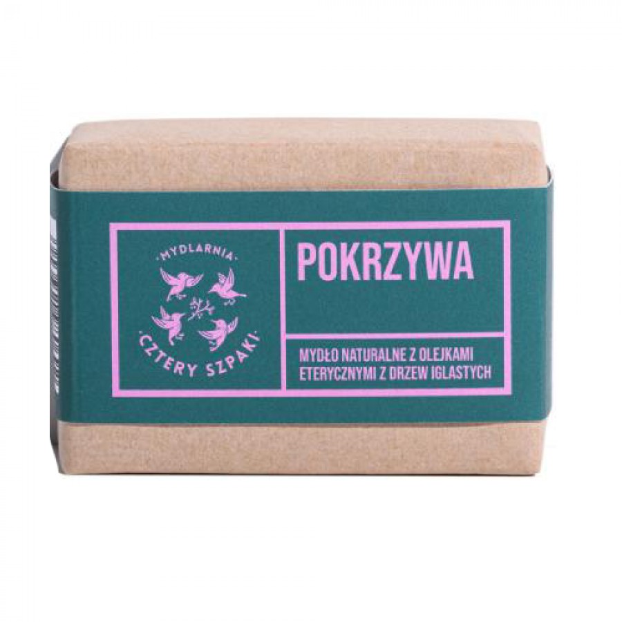 Miniaturka artykułu - #0 CZTERY SZPAKI (4szpaki) Mydło pokrzywa z olejkami eterycznymi z drzew iglastych, 110g