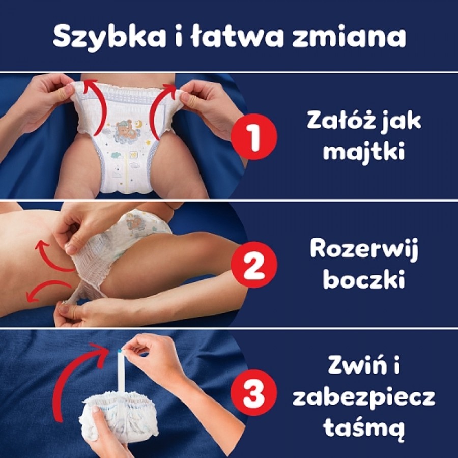 Zdjęcie produktu - 6 Pampers Night Pants Pieluchomajtki na noc dla dzieci 6 13-19kg, 19 szt.