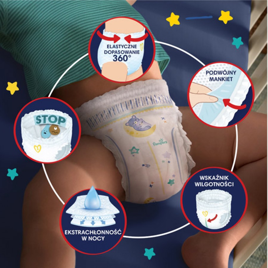 Miniaturka artykułu - #0 Pampers Night Pants 5 - Pieluchomajtki na noc 12-17 kg, 22 szt.