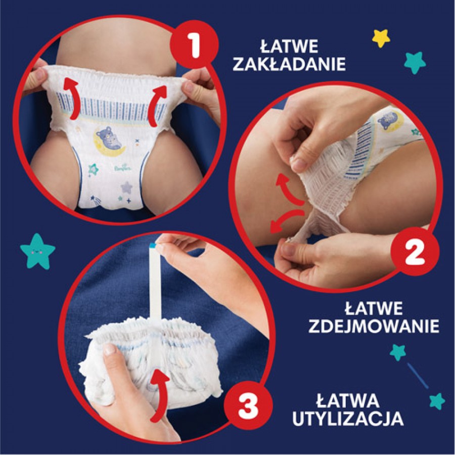 Zdjęcie produktu - 2 Pampers Night Pants 5 - Pieluchomajtki na noc 12-17 kg, 22 szt.