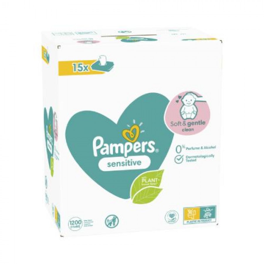 Zdjęcie produktu - 2 Pampers Chusteczki nawilżane Sensitive, 15 x 80szt.