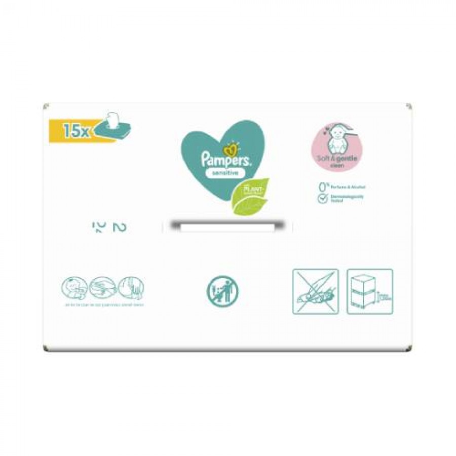 Zdjęcie produktu - 4 Pampers Chusteczki nawilżane Sensitive, 15 x 80szt.