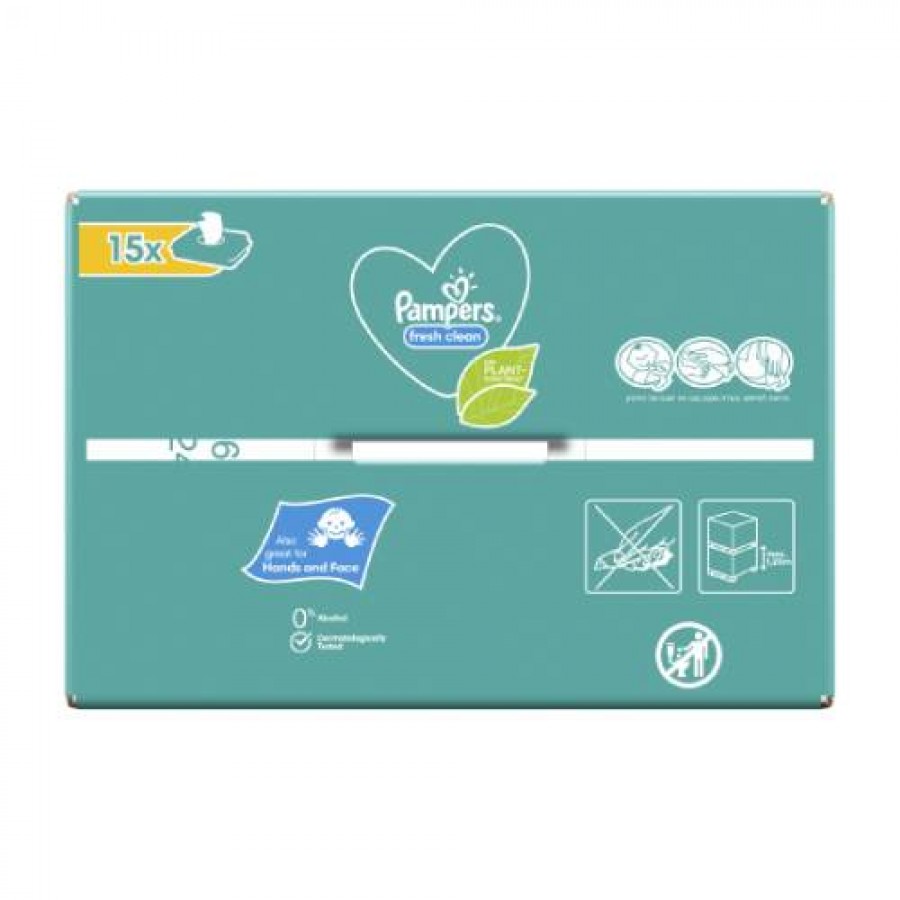 Miniaturka artykułu - #1 Pampers Chusteczki nawilżane Fresh Clean, 15 x 80szt.