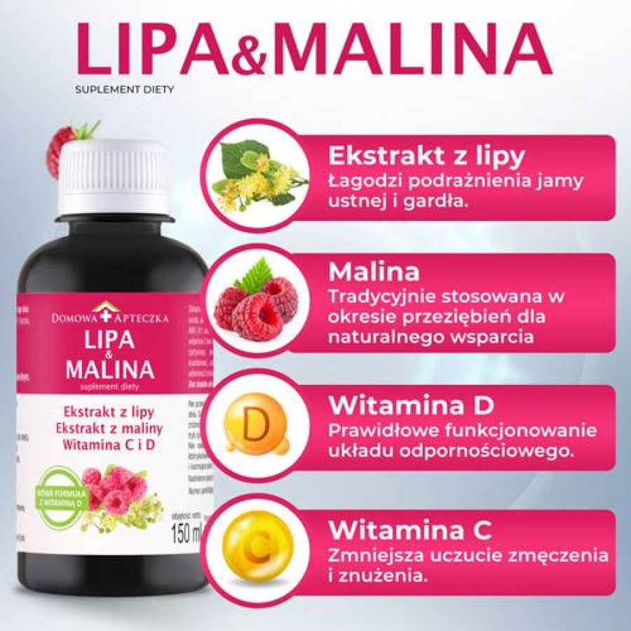 Miniaturka artykułu - #1 DOMOWA APTECZKA Lipa & Malina, 150ml