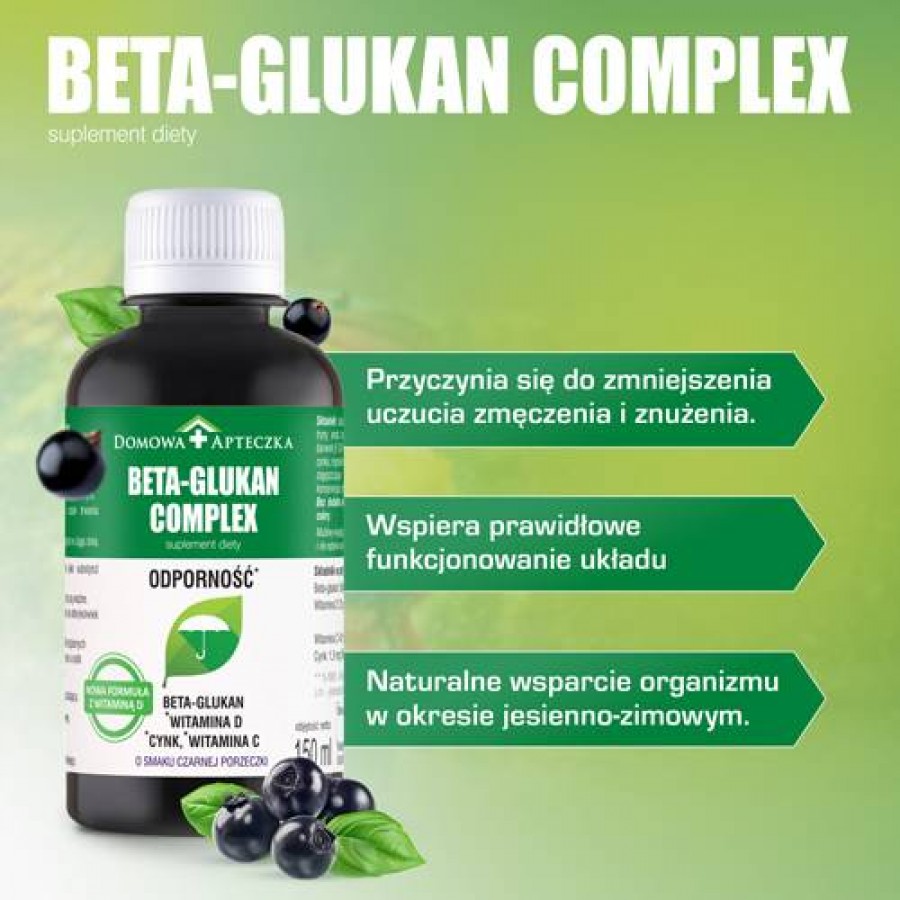 Miniaturka artykułu - #1 DOMOWA APTECZKA Beta-Glukan Complex płyn o smaku czarnej porzeczki, 150 ml