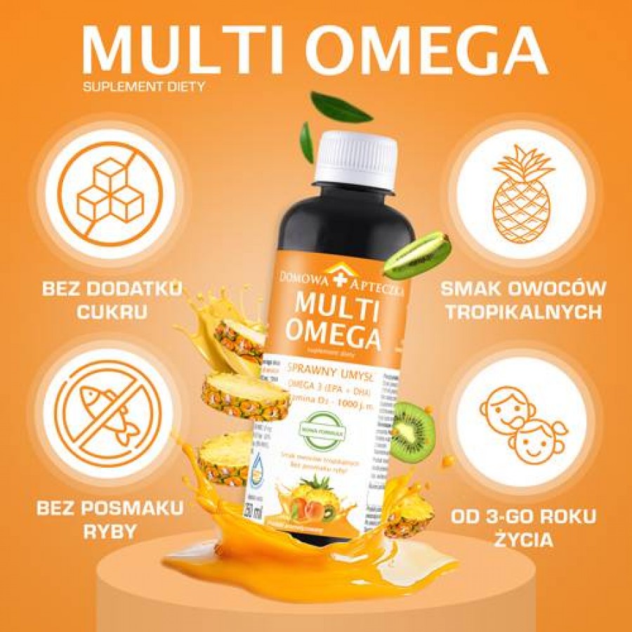 Zdjęcie produktu - 3 DOMOWA APTECZKA Tran Multiomega Sprawny umysł, 250ml
