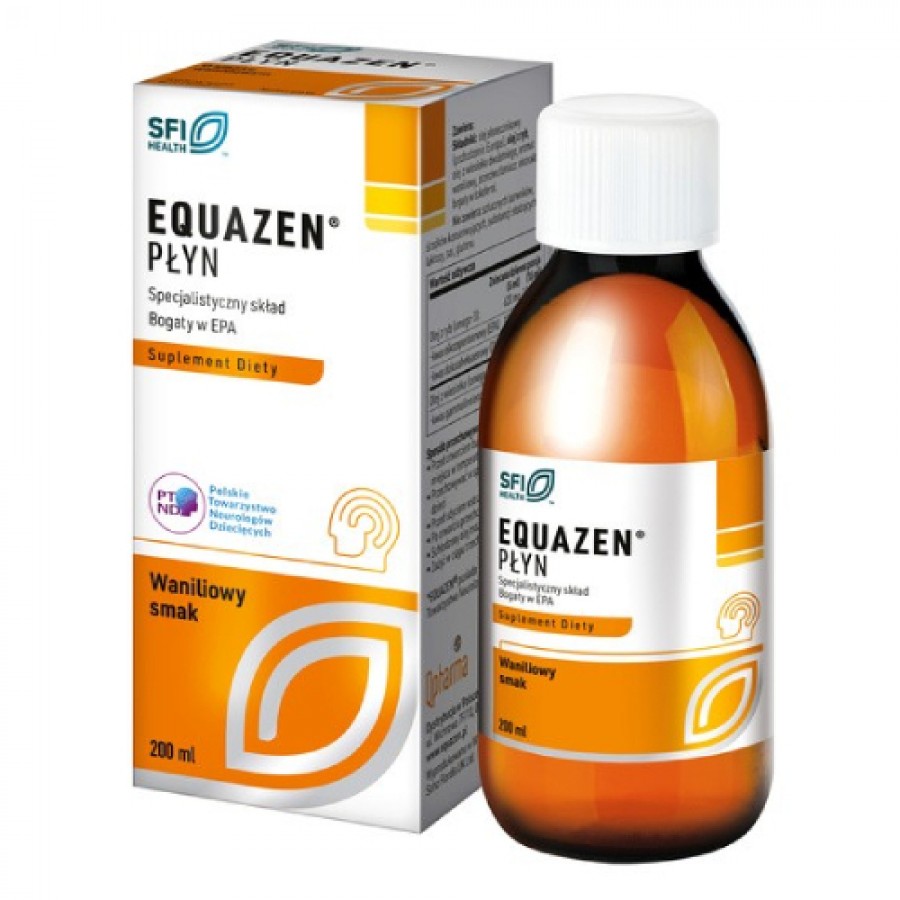 Miniaturka artykułu - #0 EQUAZEN (EYE Q) płyn o smaku waniliowym, 200 ml - zawiera kwasy tłuszczowe omega-3 (EPA, DHA) i omega-6 (GLA)