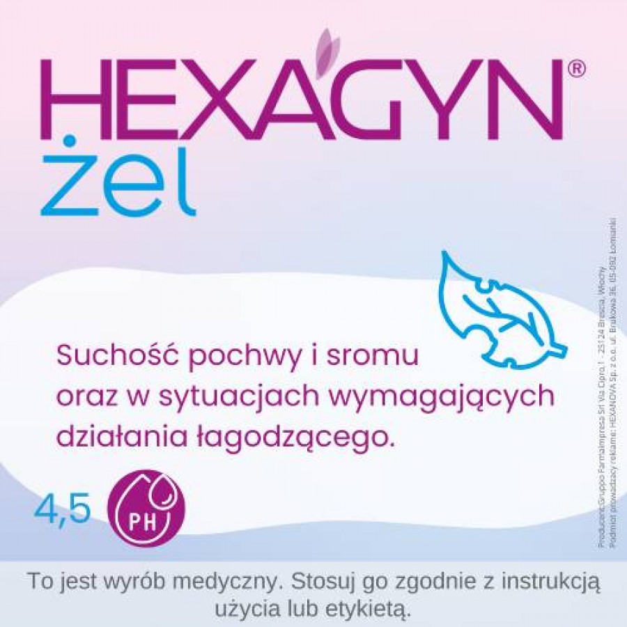 Miniaturka artykułu - #1 Hexagyn Nawilżający i łagodzący żel dopochwowy - lubrykant, 30 ml