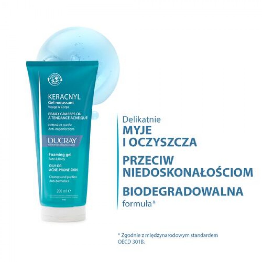 Miniaturka artykułu - #0 DUCRAY KERACNYL Żel oczyszczający do twarzy i ciała, 200ml