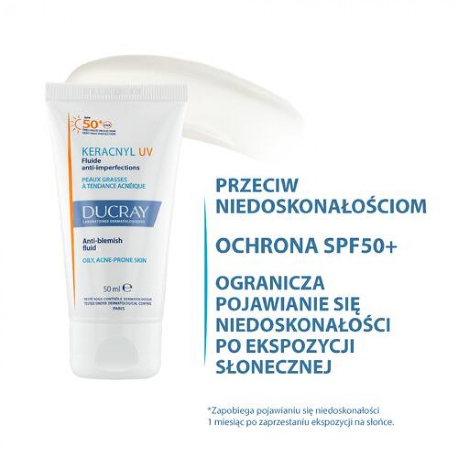 Miniaturka artykułu - #1 DUCRAY KERACNYL UV Fluid przeciw niedoskonałościom SPF50+ 50ml
