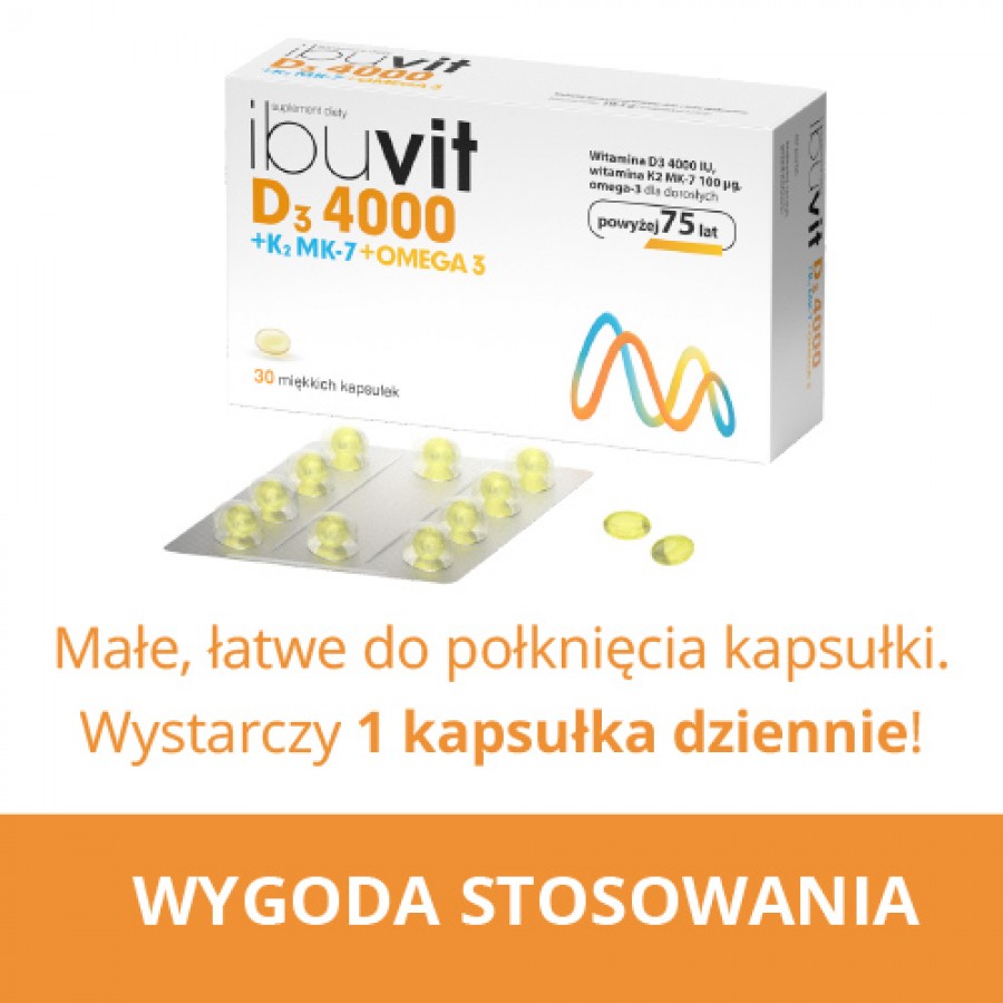 Zdjęcie produktu - 4 Ibuvit D3 4000 + K2 MK-7 0mega 3, 30kaps.