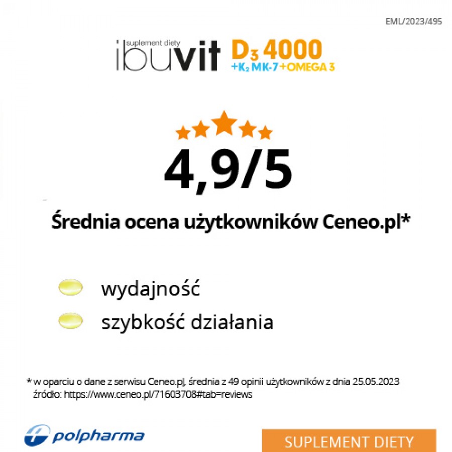 Zdjęcie produktu - 5 Ibuvit D3 4000 + K2 MK-7 0mega 3, 30kaps.