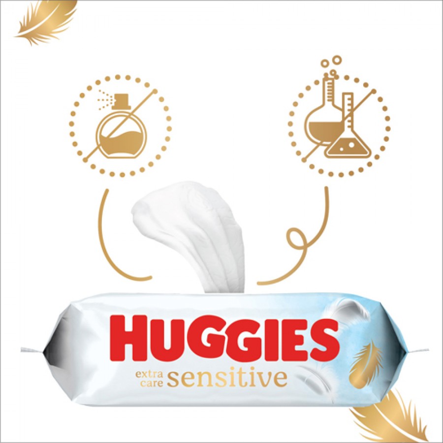#2 – HUGGIES Pure Extra Care Chusteczki nawilżane, 56 sztuk