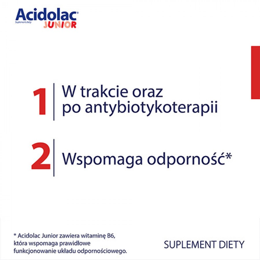 Miniaturka artykułu - #1 ACIDOLAC JUNIOR Probiotyk o smaku truskawkowym, 20 misio-tabletek