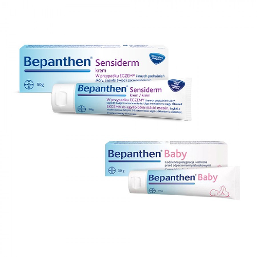 Zdjęcie produktu - 6 Zestaw Bepanthen Sensiderm krem, 50g + Bepanthen Baby maść, 30g
